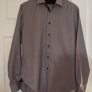 Zara Men tailored fit dress shirt size 15. Brown-white.